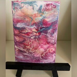 Collectible Original Acrylic Pour Painting Miniature Art Signed by Artist
